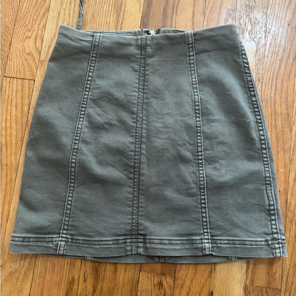 Free People Olive Panel Mini Skirt